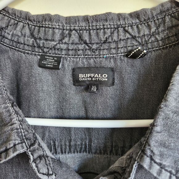 Buffalo David Bitton Short Sleeve Button Down Pocket Shirt Men's XL Gray 0879 - Picture 4 of 12
